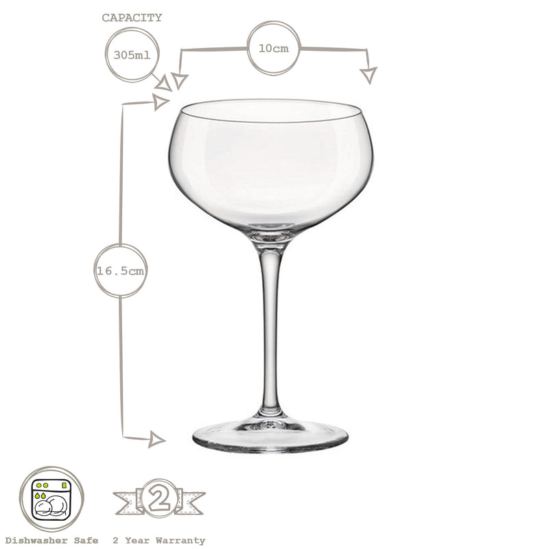 305ml Bartender Champagne Saucer Glasses - By Bormioli Rocco