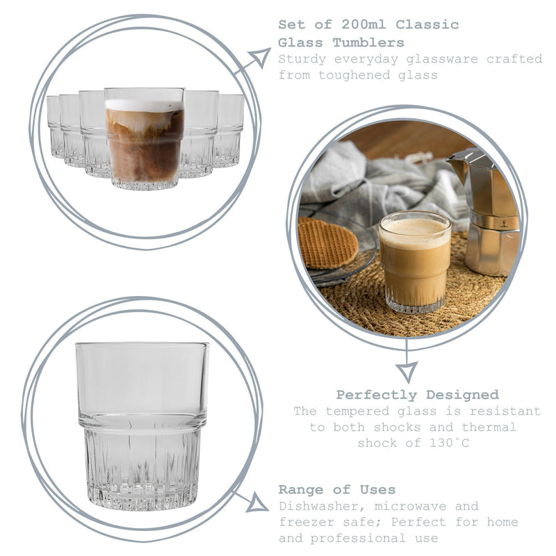 200ml Emplilable Stacking Tumblers - Pack of 12 - By Duralex