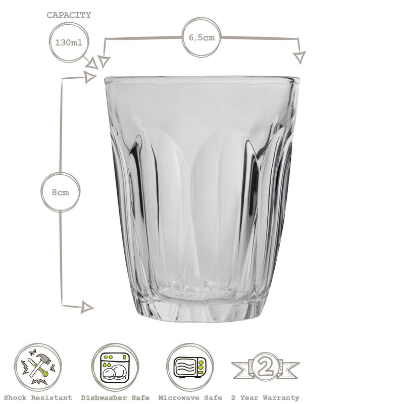 130ml Provence Tumbler Glasses - Pack of 12 - By Duralex