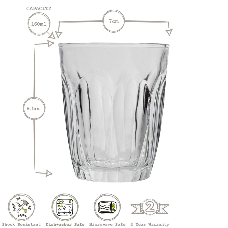 160ml Provence Tumbler Glasses - Pack of 12 - By Duralex