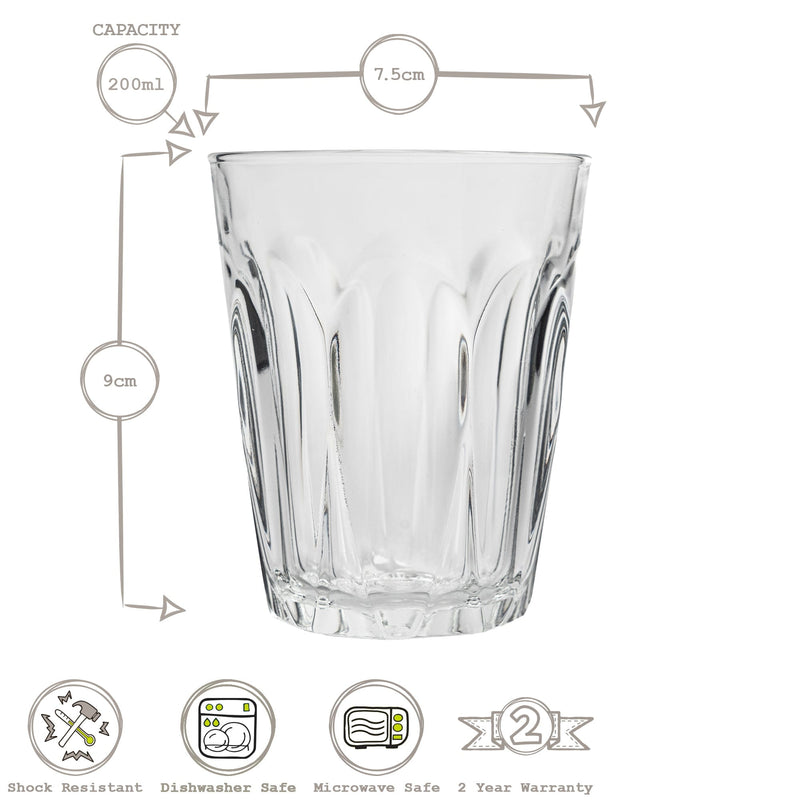 200ml Provence Tumbler Glasses - Pack of 12 - By Duralex