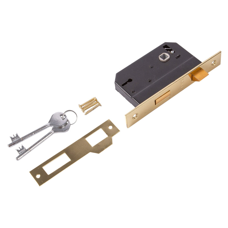 Brass 64mm 3-Lever Sashlock - By Blackspur