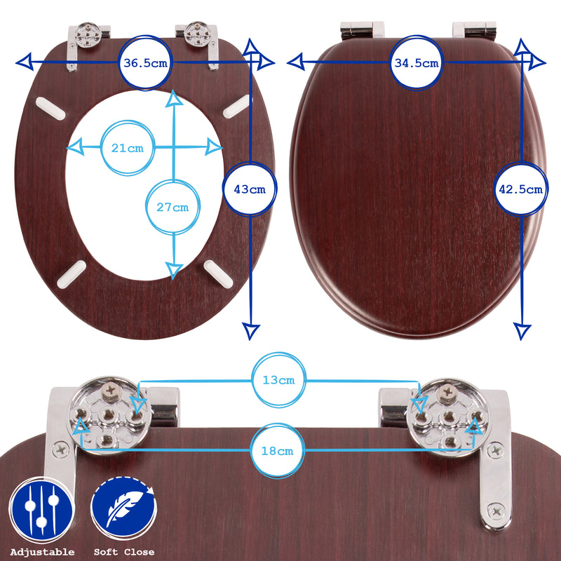 Wooden Antibacterial Soft Close Toilet Seat - By Harbour Housewares