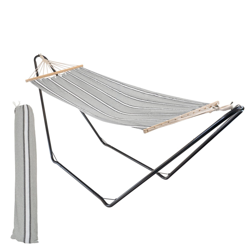 Deluxe Cotton Garden Hammock with Metal Stand - By Harbour Housewares