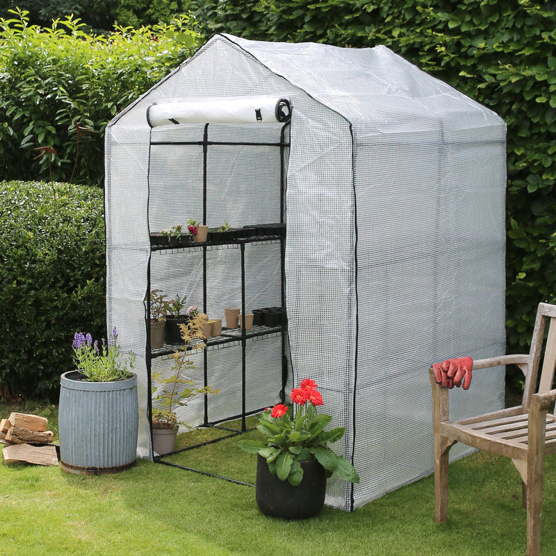 Plastic 4 Tier Walk-In Greenhouse - 5ft x 7ft - By Harbour Housewares