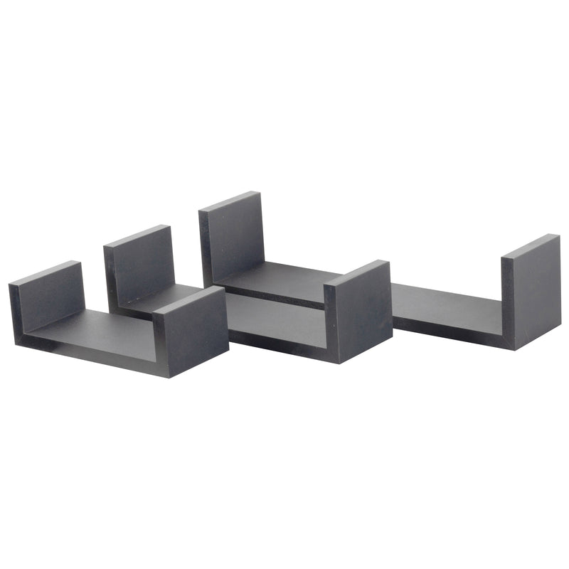 Modern U Shaped Floating Wall Shelves - Pack of Three - By Harbour Housewares