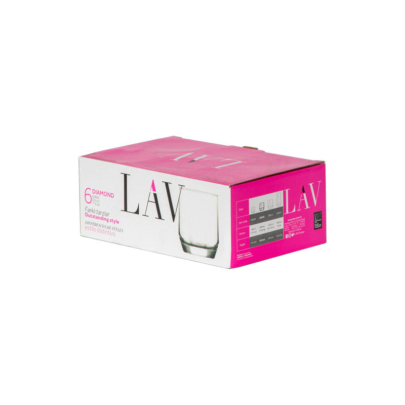 215ml Diamond Tumbler Glasses - Pack of 12 - By LAV