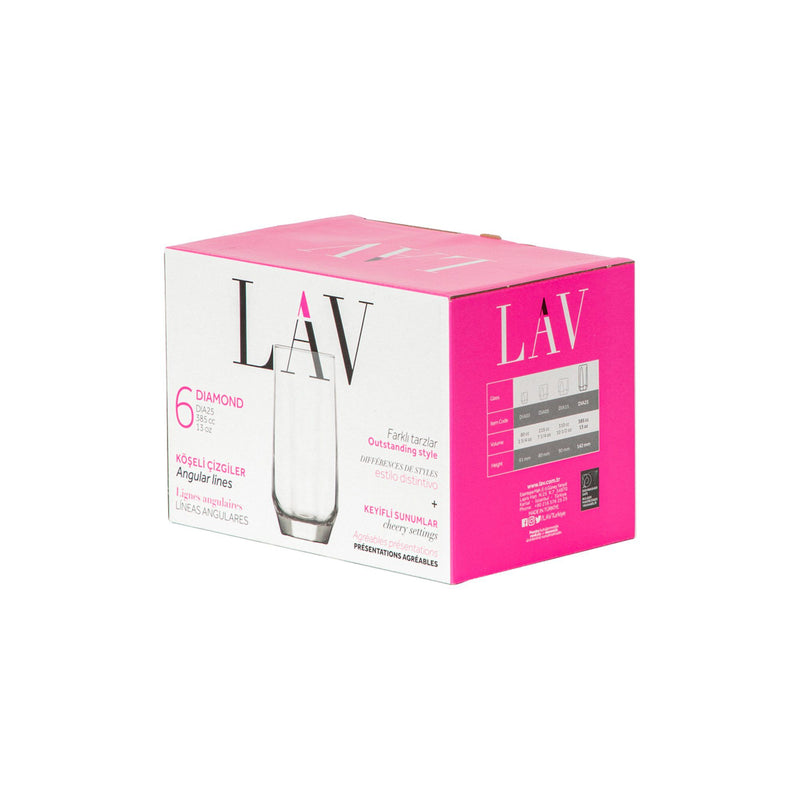 385ml Diamond Highball Glasses - By Lav