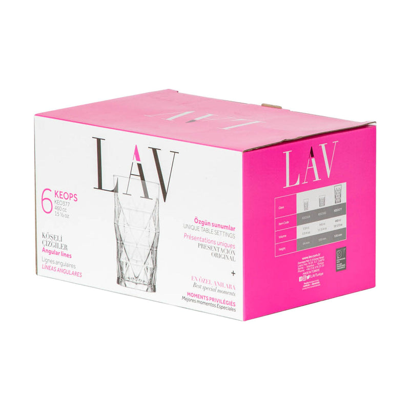 460ml Keops Highball Glasses - Pack of 12 - By LAV