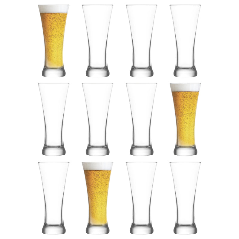 380ml Clear Sorgum Pilsner Beer Glasses - Pack of 12 - By LAV