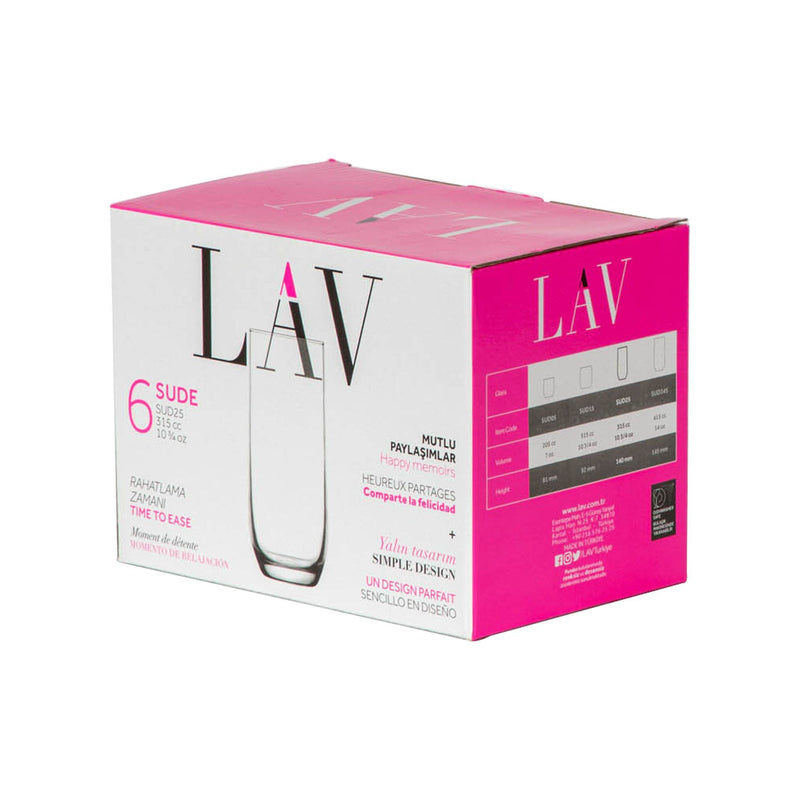 315ml Sude Highball Glasses - Pack of 12 - By LAV