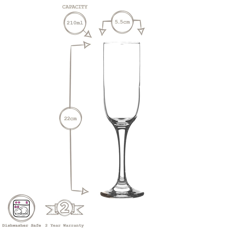 210ml Tokyo Champagne Flutes - Pack of 12 - By LAV