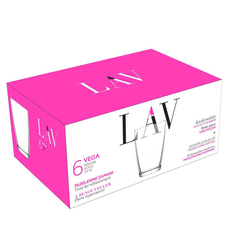 415ml Clear Vega Highball Glasses - Pack of 12 - By LAV