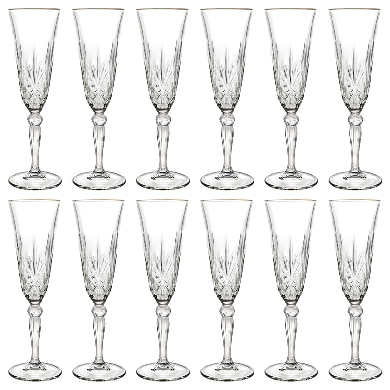 160ml Melodia Glass Champagne Flutes - Pack of 12 - By RCR Crystal