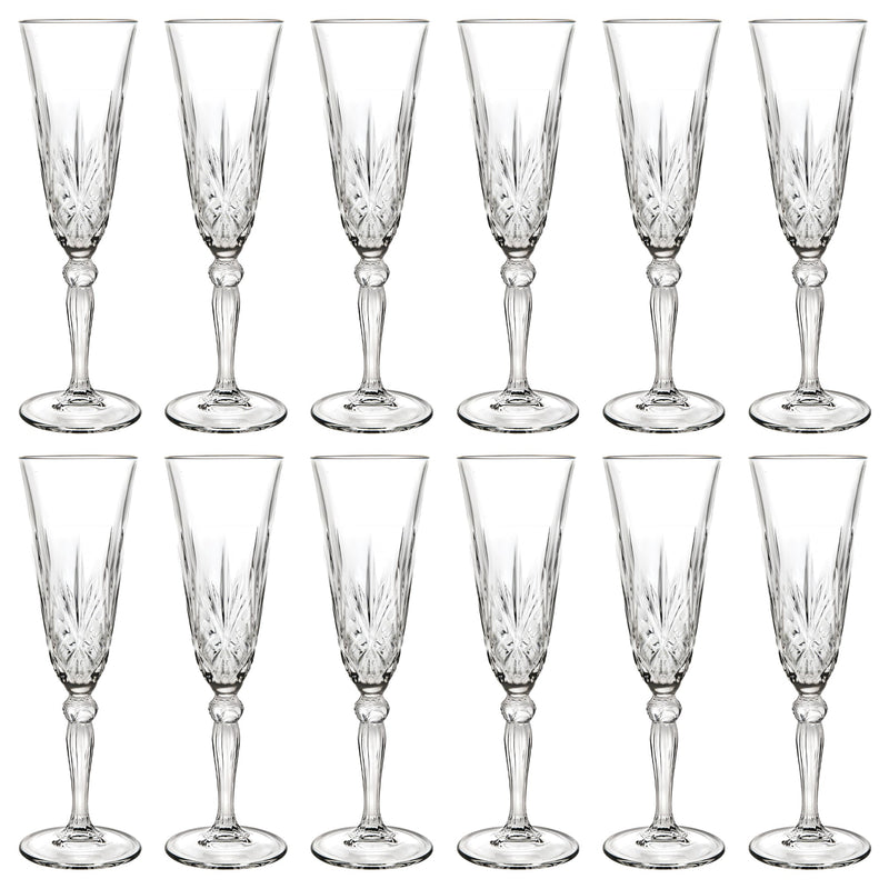 160ml Melodia Champagne Flute Glasses - By Rcr Crystal