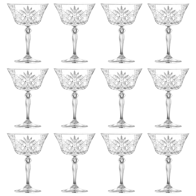 260ml Melodia Glass Champagne Saucers - Pack of 12 - By RCR Crystal