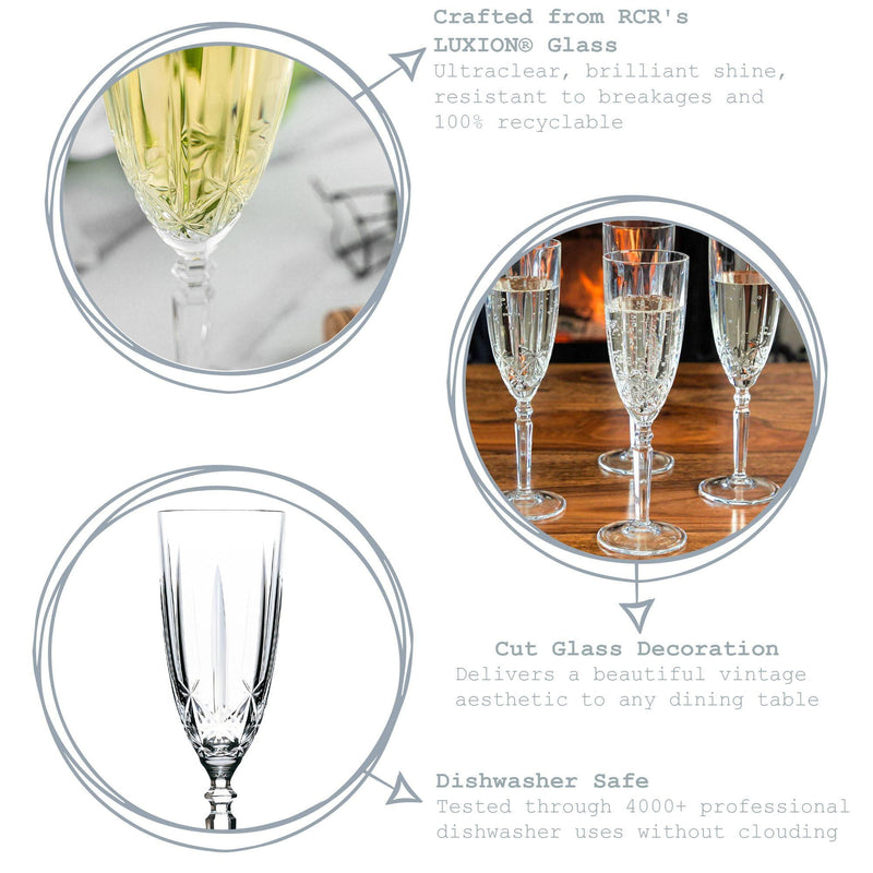 200ml Orchestra Champagne Flutes - Pack of 12 - By RCR Crystal