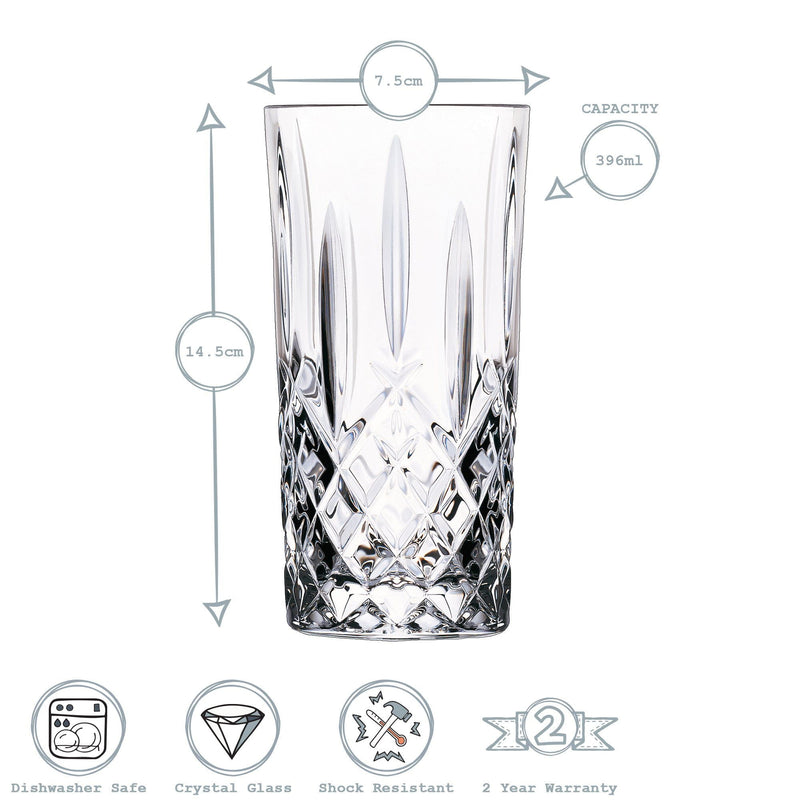 396ml Orchestra Highball Glasses - Pack of 12 - By RCR Crystal