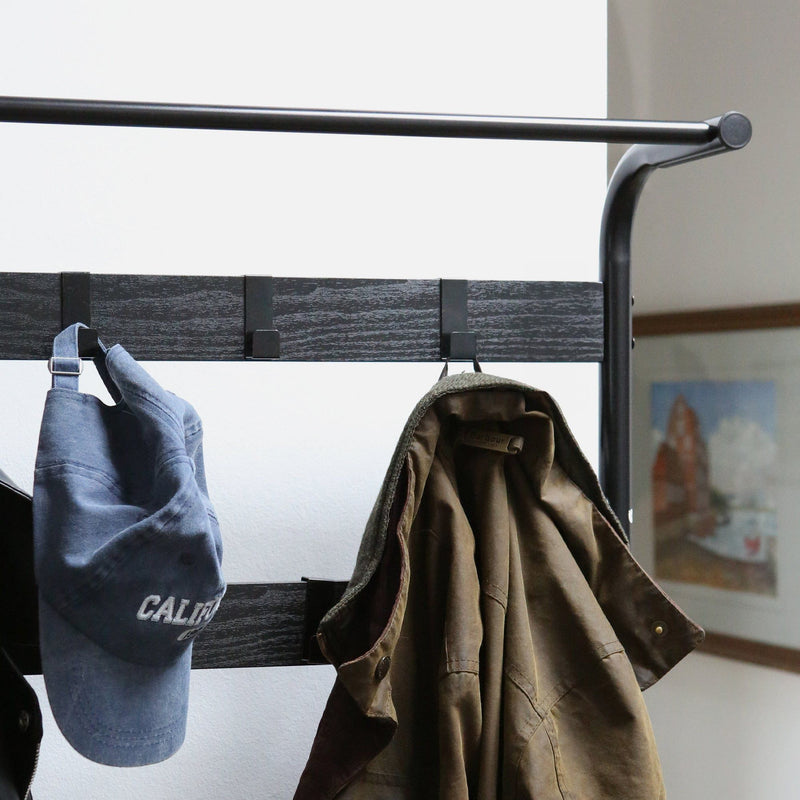 Curved Steel Coat Rack with Shoe Storage Bench - By Harbour Housewares