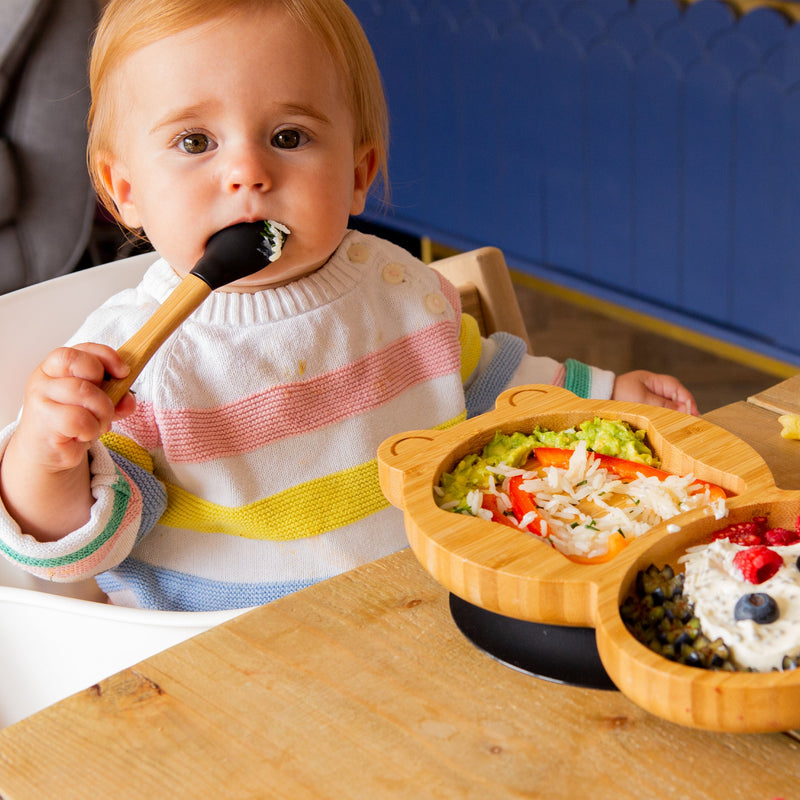 Bamboo Children's Spoon - Silicone Tip - Team Blue - Pack of 6