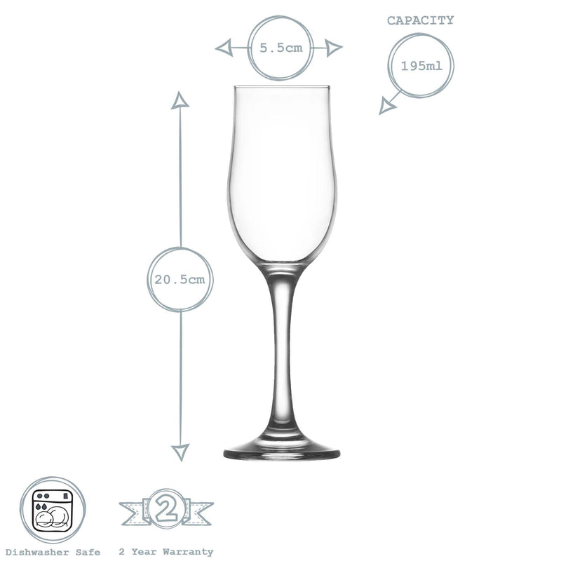 195ml Nevakar Champagne Tulip Glasses - By Lav