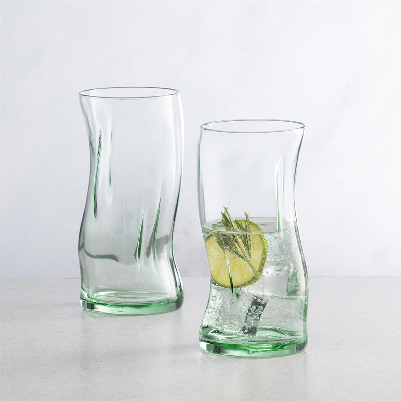 400ml Aware Amorf Recycled Highball Glasses - Green - Pack of Four - By Pasabahce