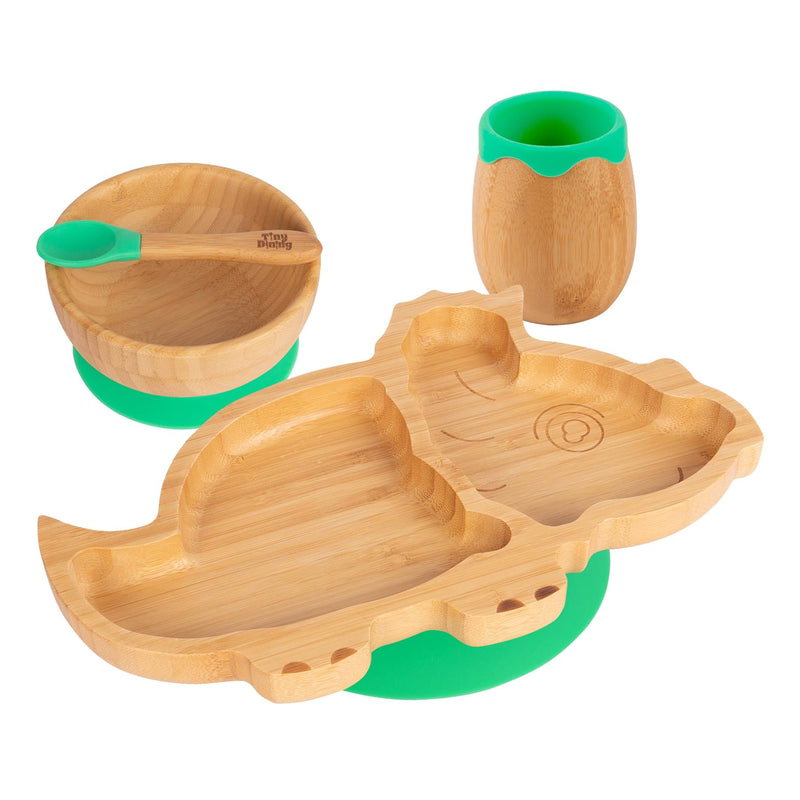 4pc Dani the Dinosaur Bamboo Suction toddler, baby and Children's Feeding Set