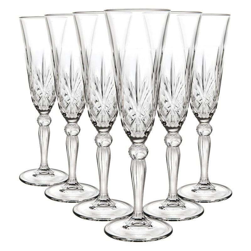 160ml Melodia Champagne Flute Glasses - By Rcr Crystal