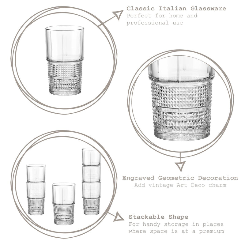 405ml Bartender Novecento Highball Glasses - By Bormioli Rocco