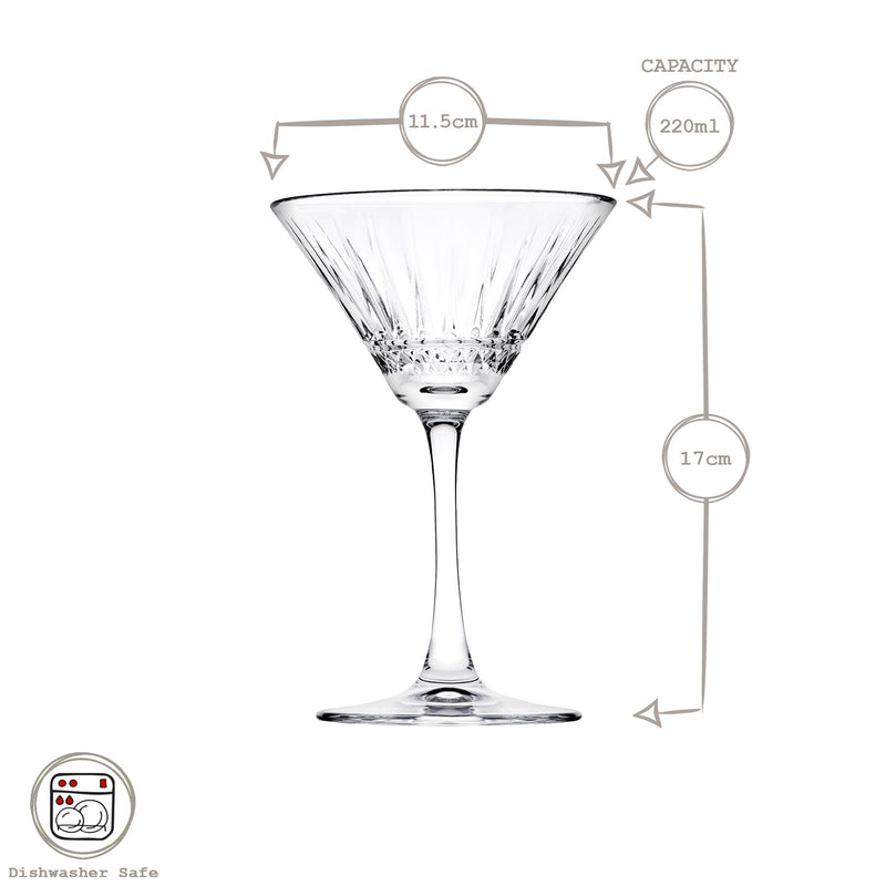 220ml Elysia Martini Glasses - Pack of Four - By Pasabahce