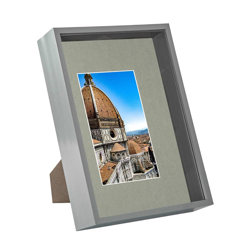 Grey A4 (8" x 12") 3D Deep Box Frame with A5 Mount - By Nicola Spring