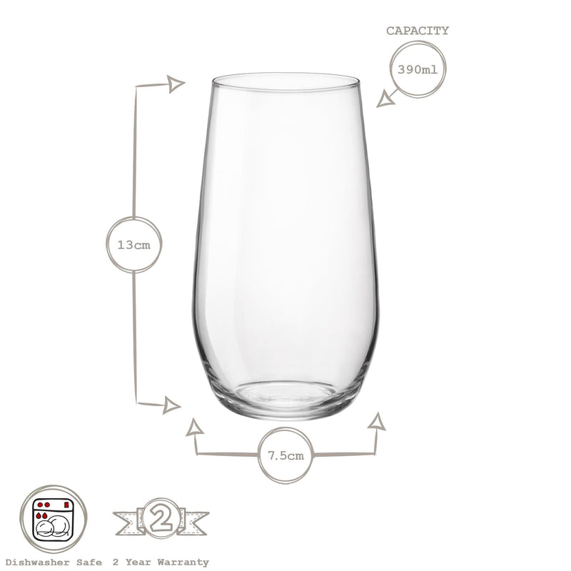 390ml Electra Highball Glasses - Pack of 12 - By Bormioli Rocco