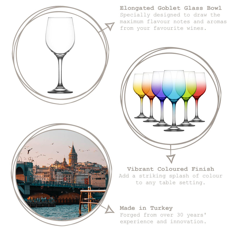 395ml Fame Wine Glasses - Full Colour - Pack of 12 - By LAV