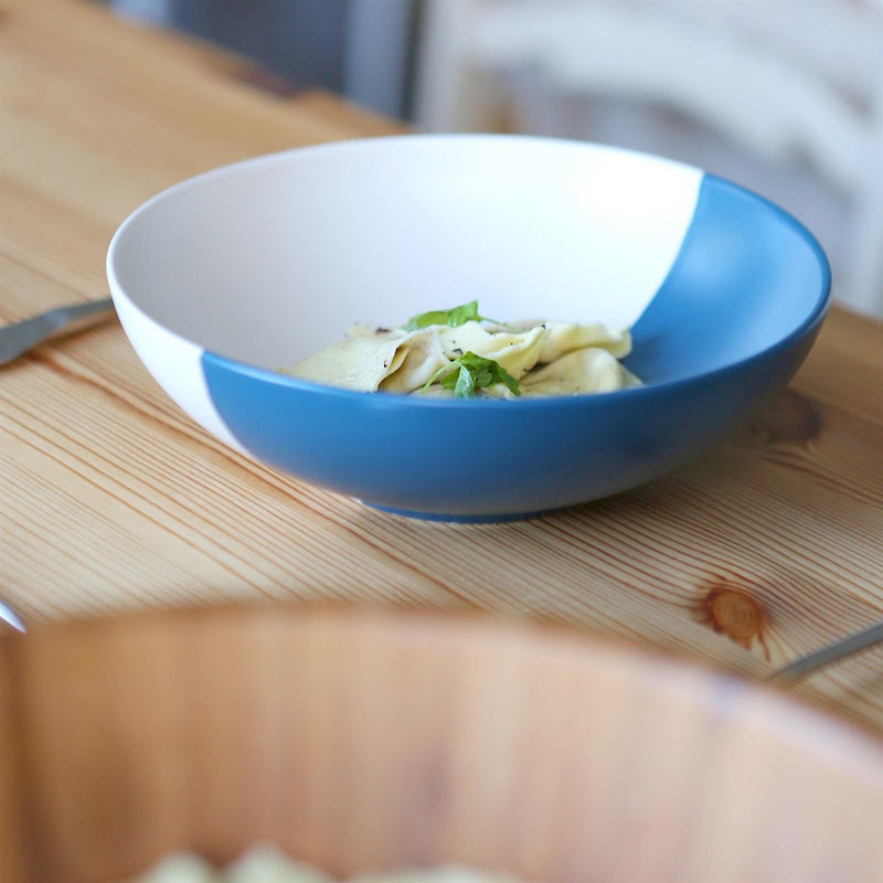 Colour Block Stoneware Pasta Bowls - 20.5cm - Pack of 4 - By Nicola Spring