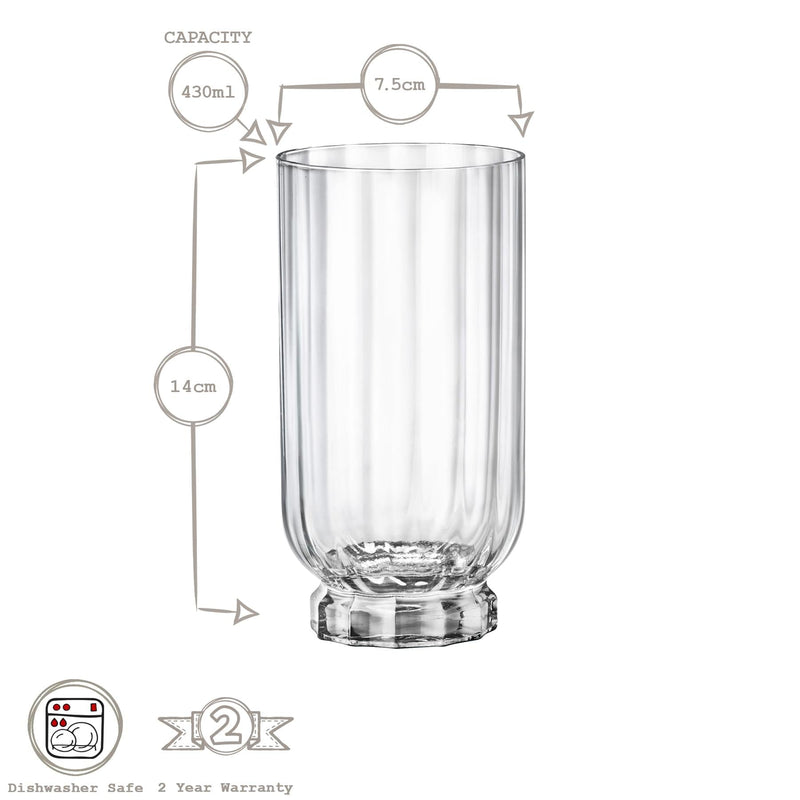 430ml Florian Highball Glasses - By Bormioli Rocco