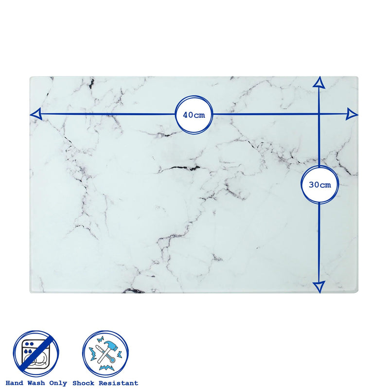 Rectangle Glass Chopping Board - 40cm x 30cm - Marble - By Harbour Housewares