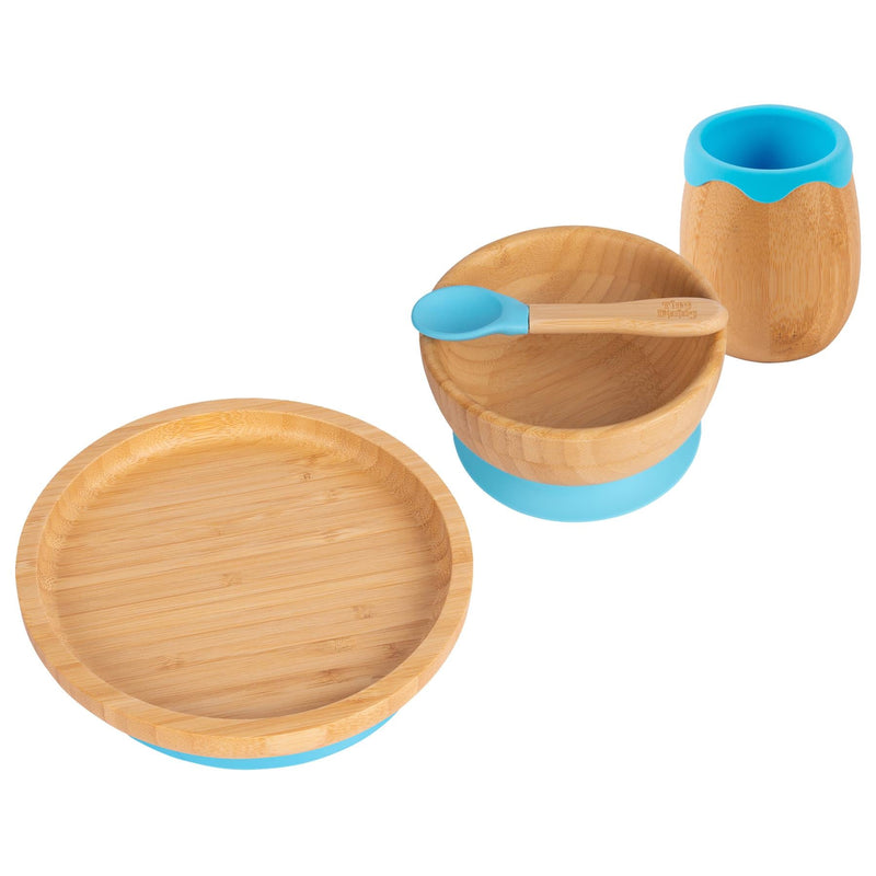 4pc Round Bamboo Suction toddler and Baby Feeding Set