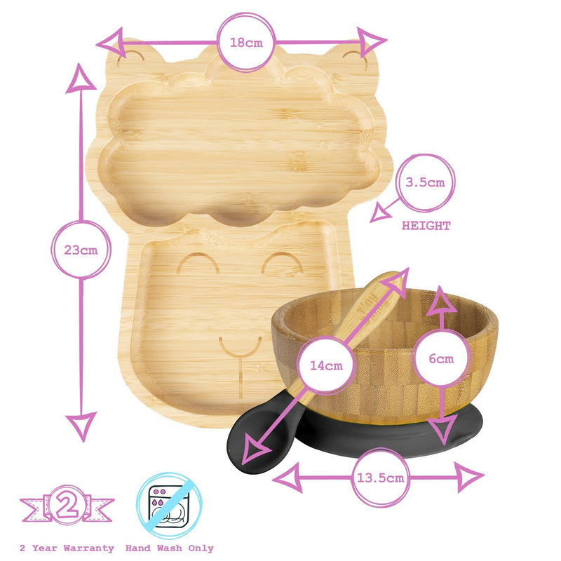 4pc Lenny the Llama Bamboo Suction Baby, Children's and toddler Feeding Set