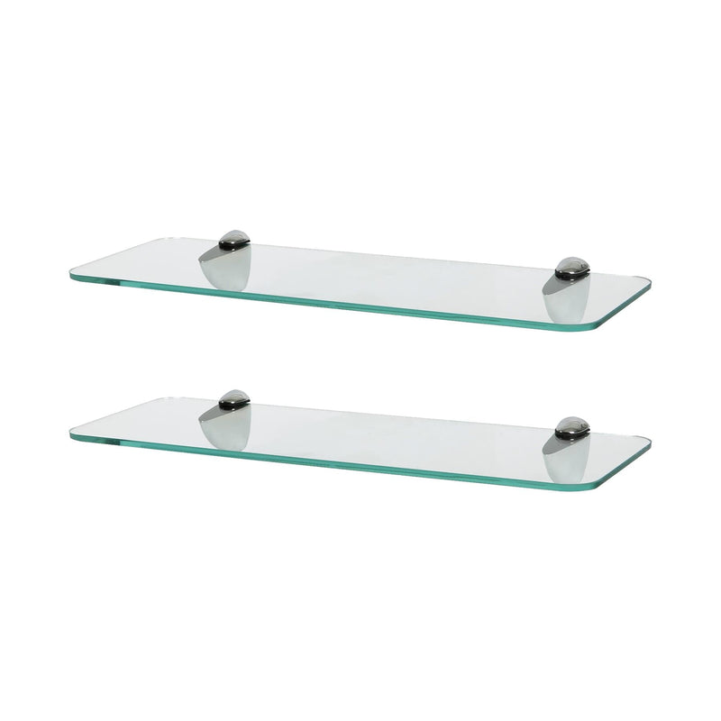 Rounded Floating Glass Bathroom Shelves - 40cm - Pack of 2 - By Harbour Housewares