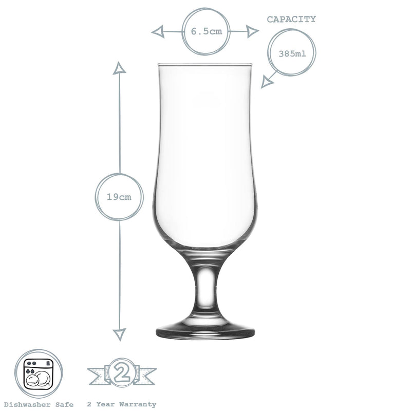 385ml Clear Nevakar Hurricane Beer Glasses - Pack of 12 - By LAV