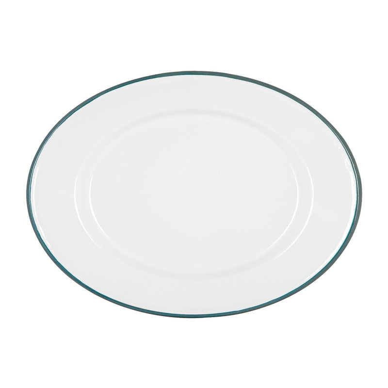 White Enamel Serving Platter - 30cm x 22cm - By Argon Tableware