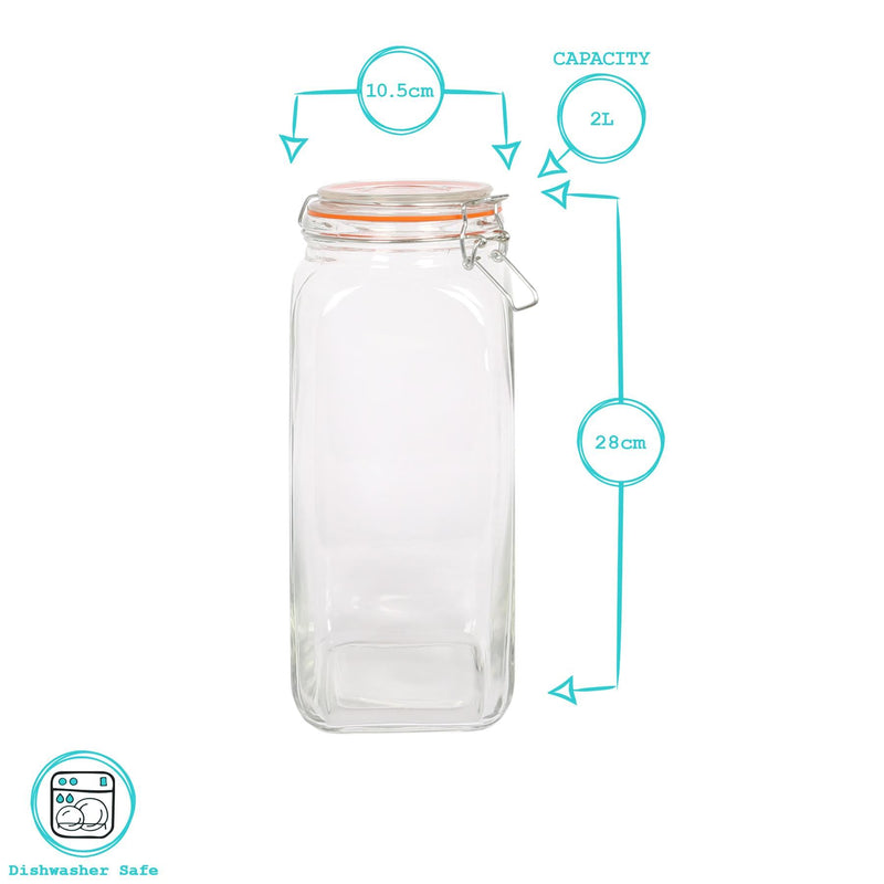 760ml Square Glass Jar with Clip-Top Lid - By Argon Tableware