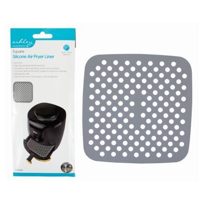 Square Silicone Reusable Air Fryer Liner - 19cm - Grey - By Ashley