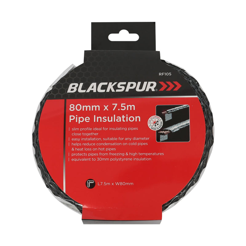 Foil Pipe Insulation Tape - 80mm x 7.5M - Silver - By Blackspur