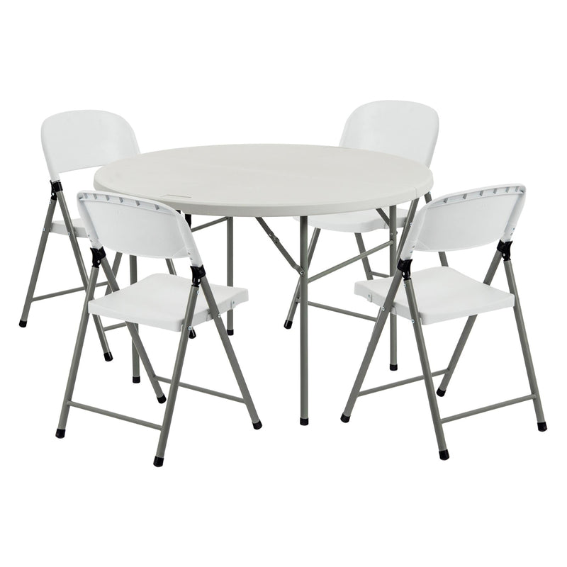 Folding Camping Picnic Table & Chair Set - 120cm (4ft) - White - By Harbour Housewares