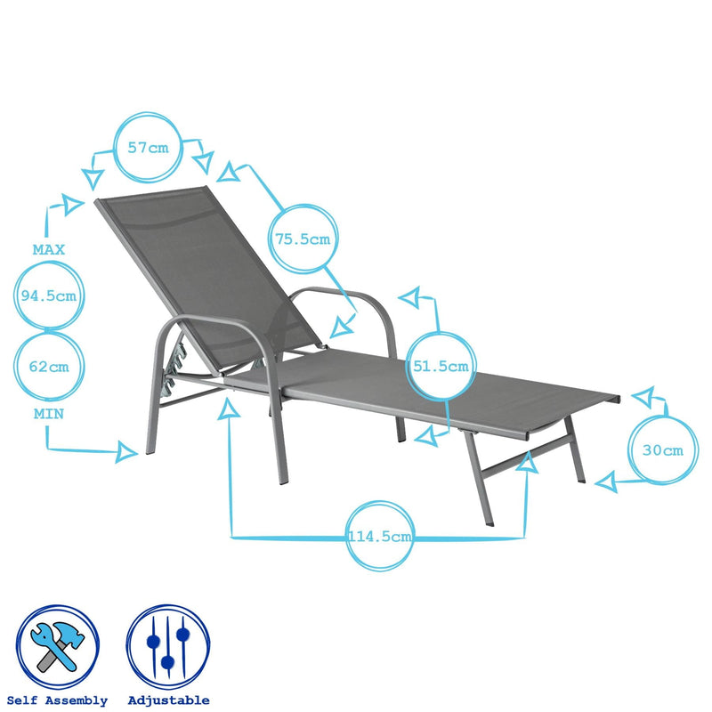 Sussex Sun Loungers & Cushion Set - White - Pack of 2