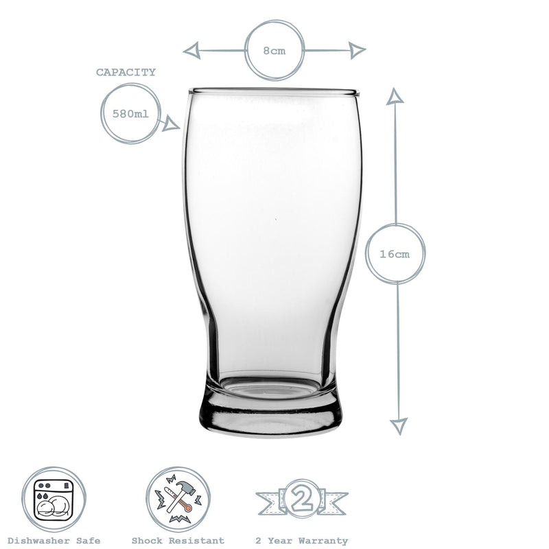 580ml Belek Beer Glasses - Pack of 12 - By LAV