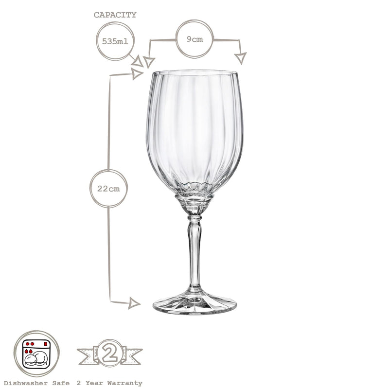 535ml Florian Red Wine Glasses - By Bormioli Rocco