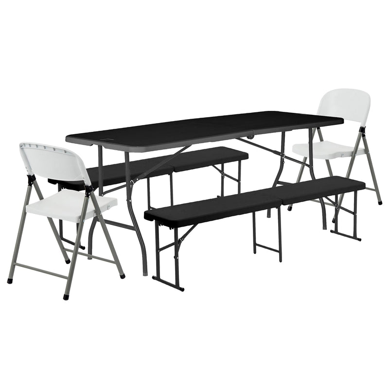 Folding Table, Bench & Chair Set - 180cm (6ft) - By Harbour Housewares