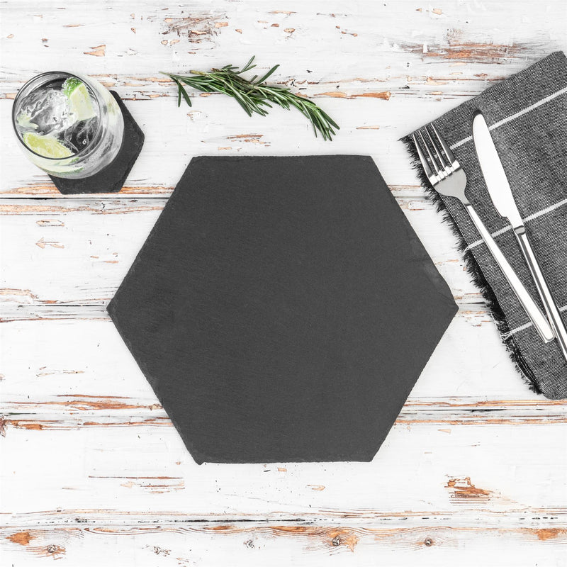 Hexagon Slate Placemats - 30cm x 26cm - Pack of 12 - By Argon Tableware